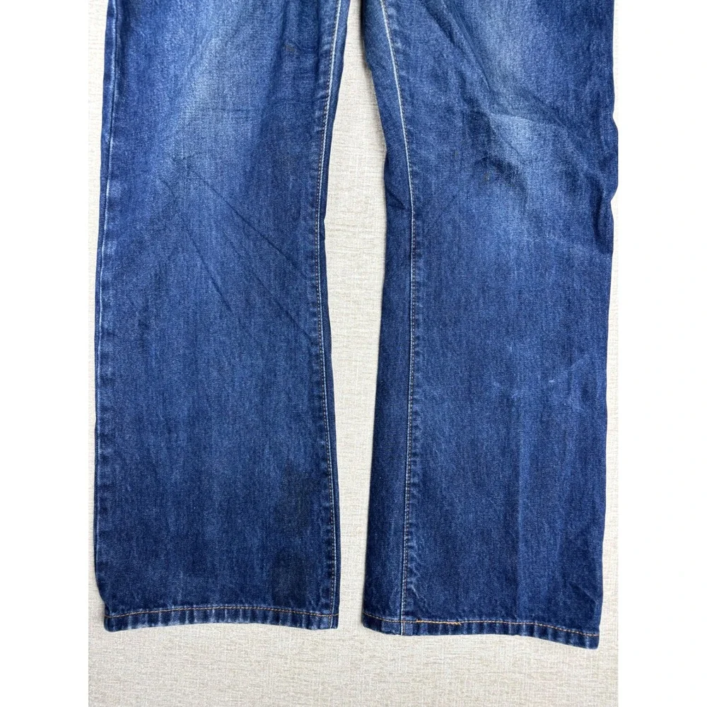 Levis 517 Mens 38x30 Bootcut Jeans Dark Grungy Wash Denim Blue High Faded Pants